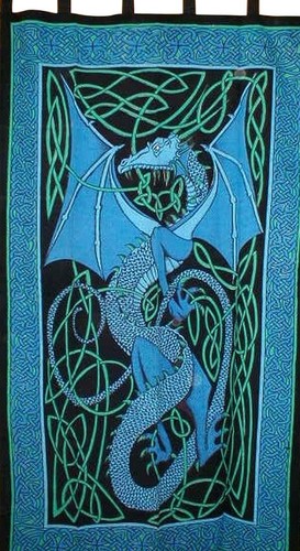 Celtic dragon tab top - celtic, curtain