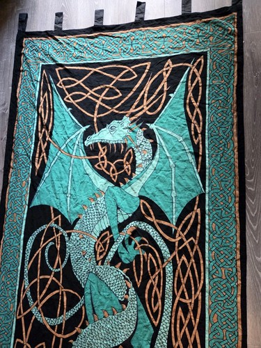 Celtic dragon curtain panel - curtain,