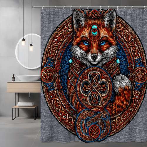 Celtic fox shower - celtic, curtain
