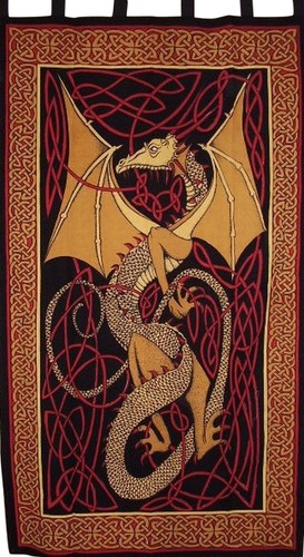 Celtic dragon tab top - top, curtain